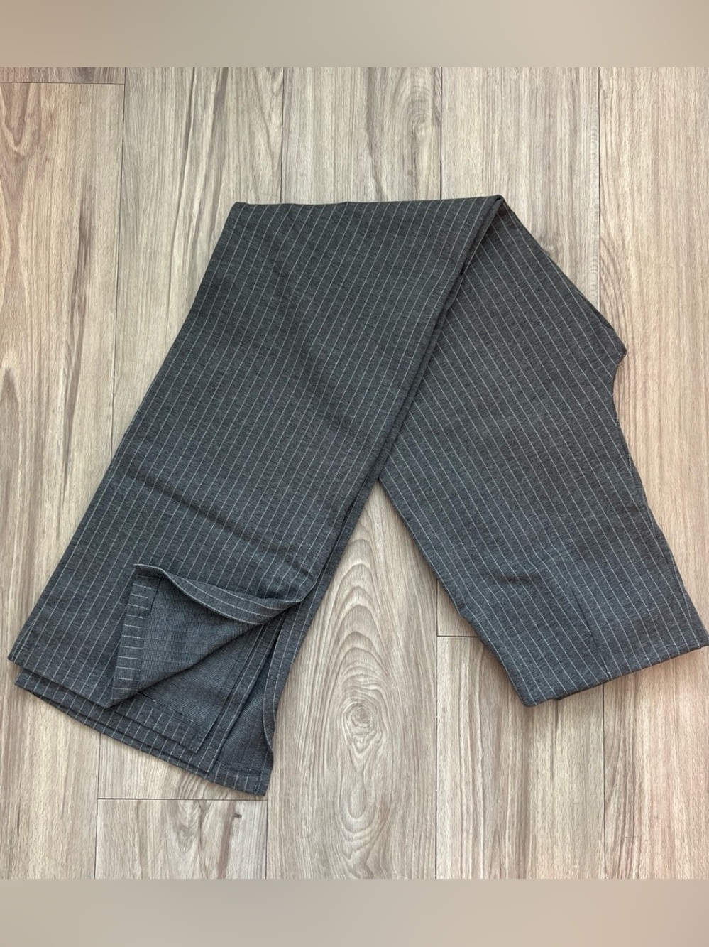 Mango Black and Gray Pinstripe Trousers